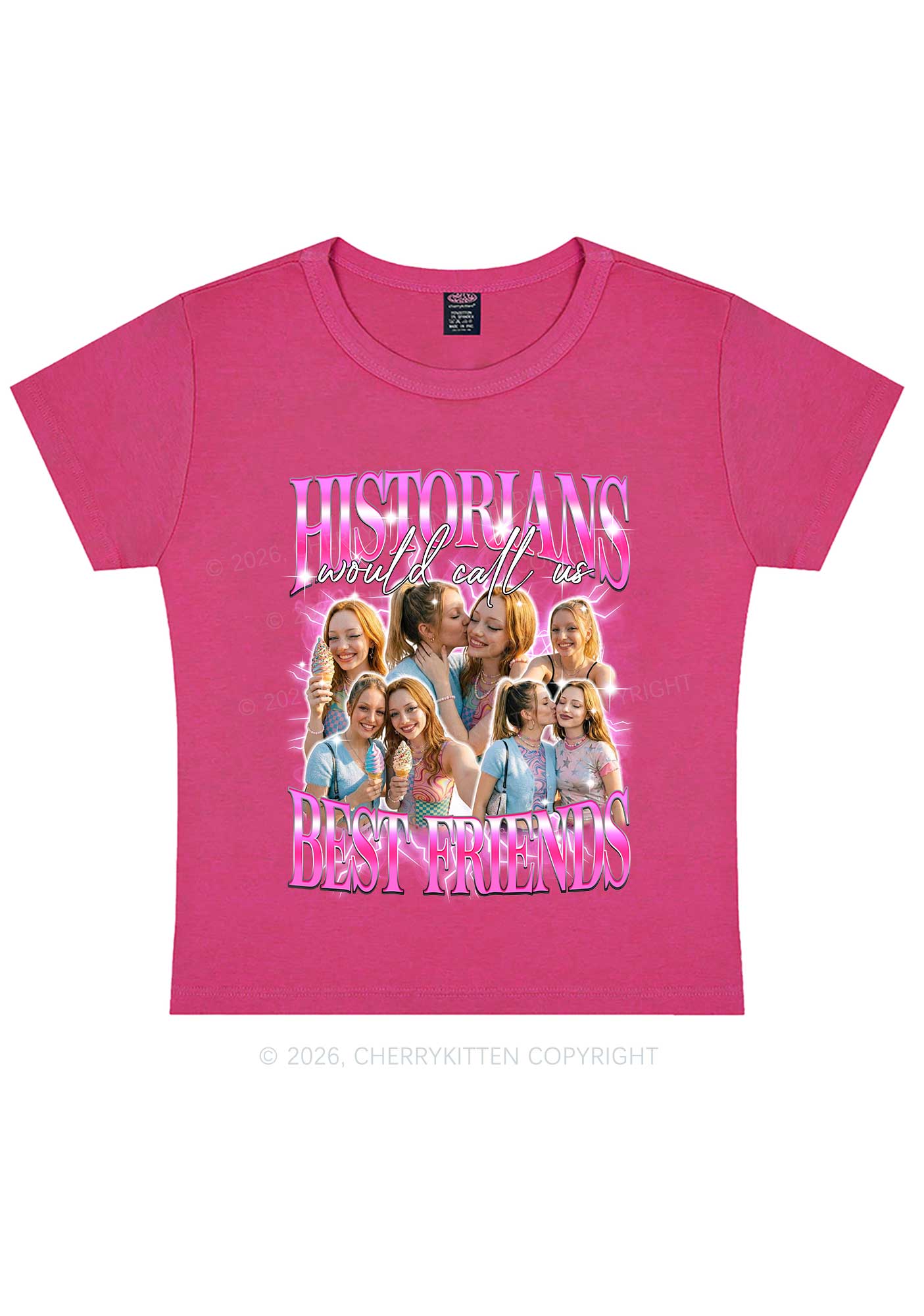 Custom Best Friends Photos Pride Y2K Baby Tee Cherrykitten
