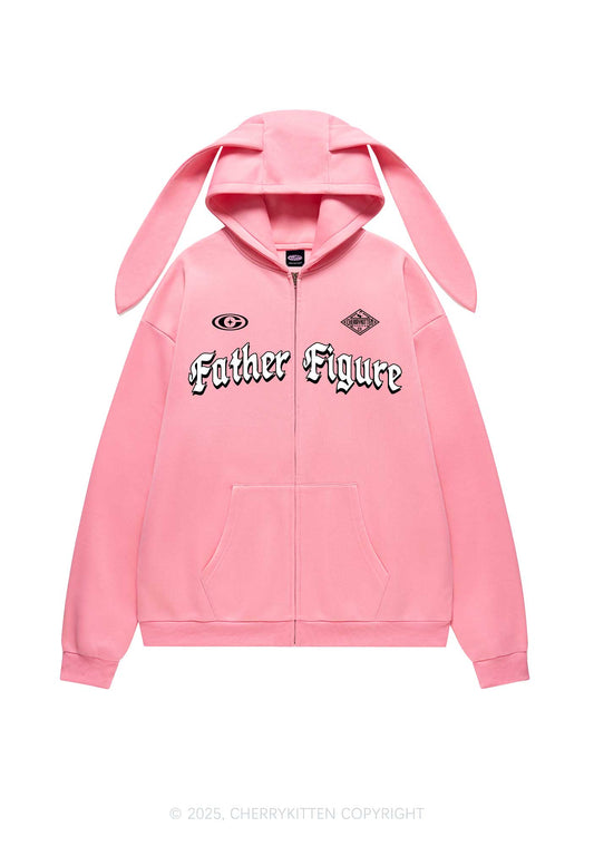 Father Figure Y2K Bunny Ear Zip Hoodie Cherrykitten