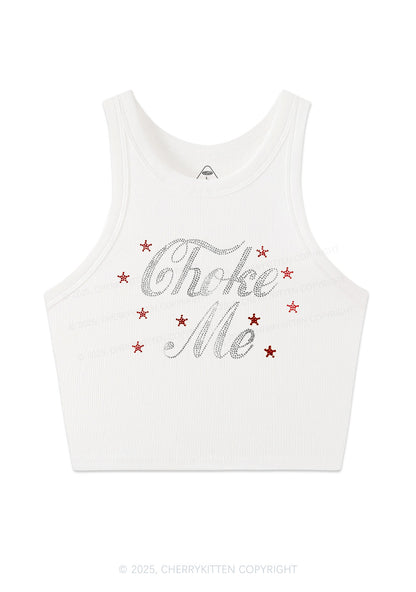 Rhinestone Choke Me Y2K Crop Tank Top Cherrykitten