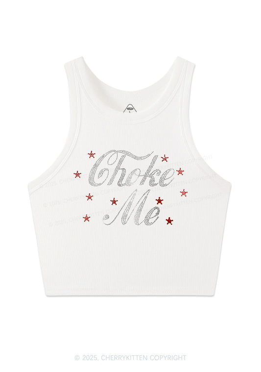 Rhinestone Choke Me Y2K Crop Tank Top Cherrykitten