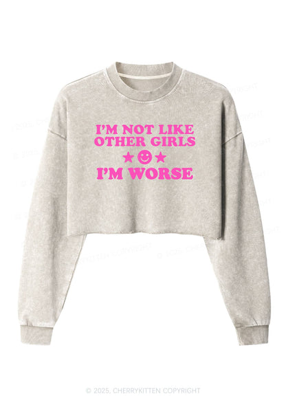 Im Worse Y2K Crop Washed Sweatshirts Cherrykitten