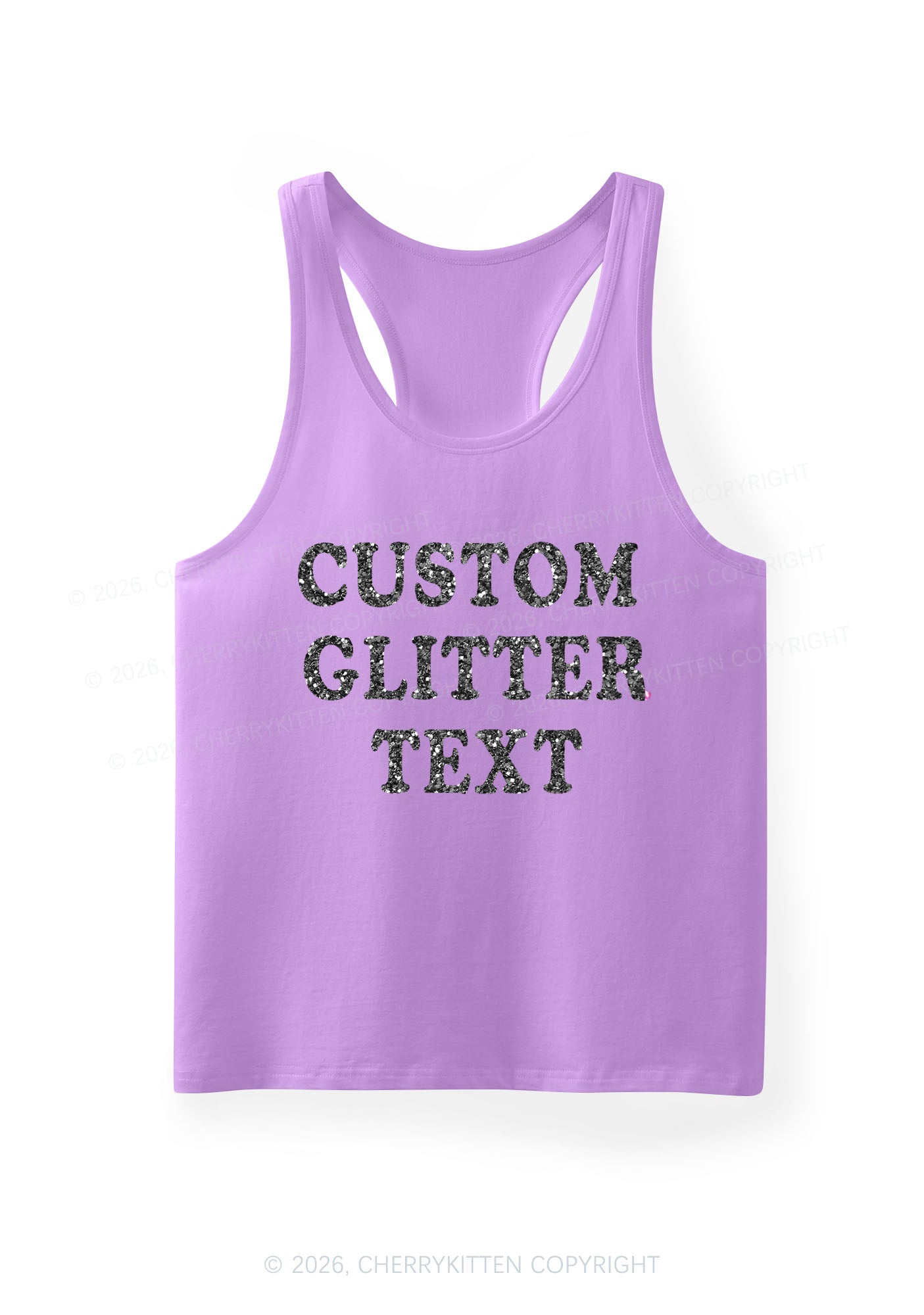 Custom Text Glitter Y2K Men Racerback Tank Top Cherrykitten