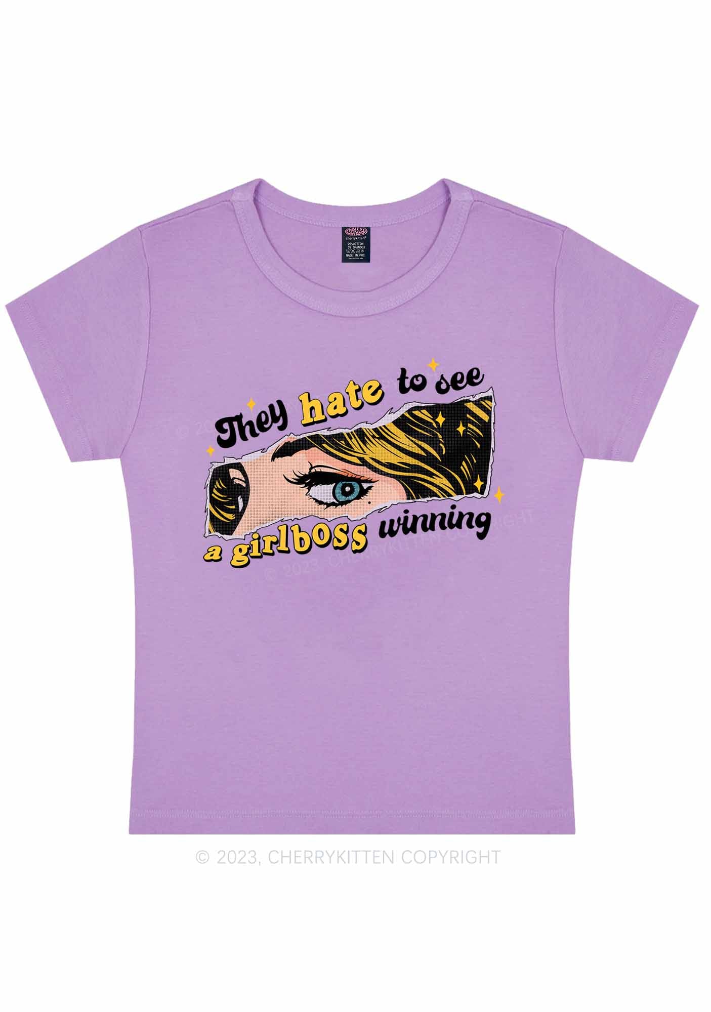 Curvy Girlboss Winning Y2K Baby Tee Cherrykitten