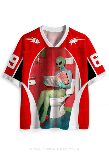 Halloween Alien On Toilet Y2K Sport Jersey Shirts Cherrykitten