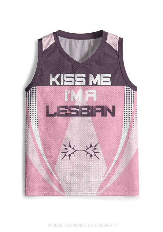 Kiss Me Im Lesbian Pride Y2K Sport Jersey Tank Cherrykitten