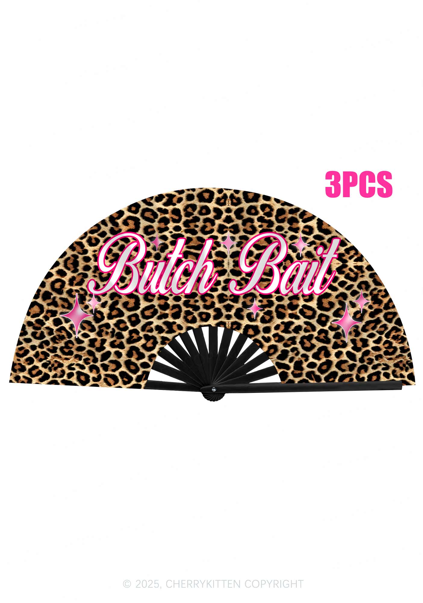 Butch Bait Leopard Pride Y2K Rave Hand Fan Cherrykitten