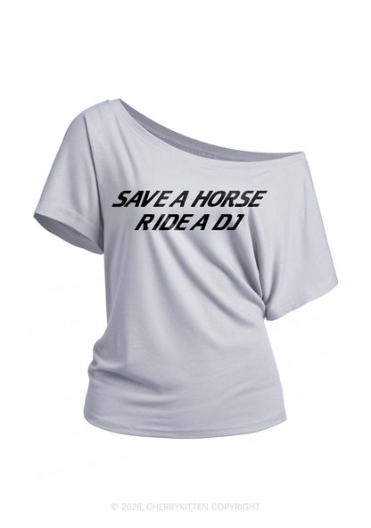 Ride A DJ Y2K Off Shoulder Tee Cherrykitten