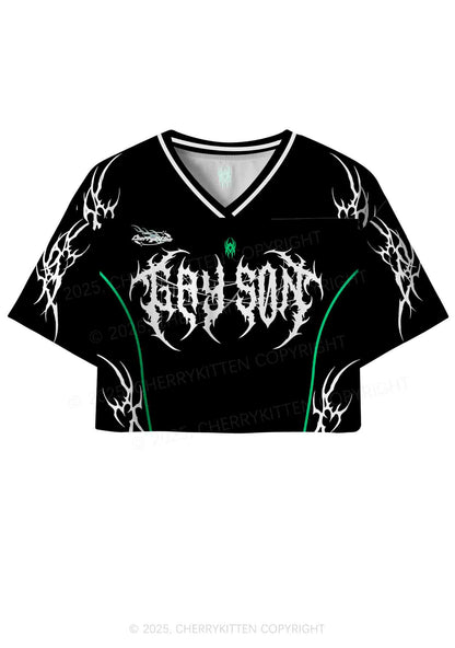 Custom Black Gay Son Pride Y2K Crop Sport Jersey Shirts Cherrykitten