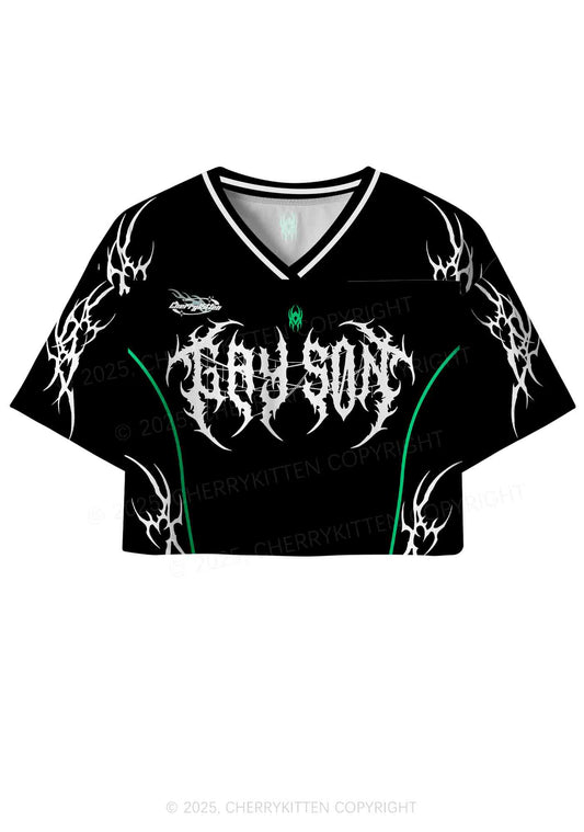 Custom Black Gay Son Pride Y2K Crop Sport Jersey Shirts Cherrykitten