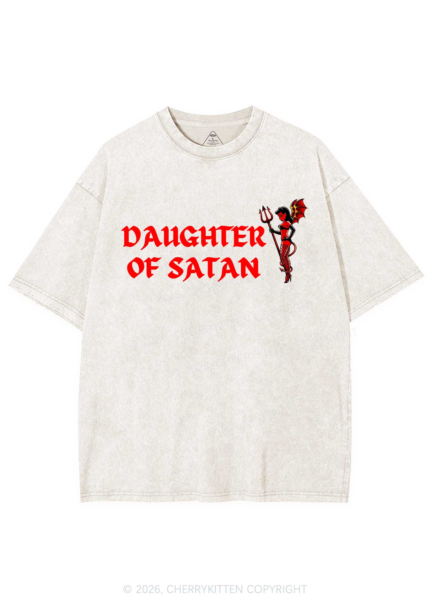Halloween Daughter Of Satan Y2K Shirts Washed Tee Cherrykitten