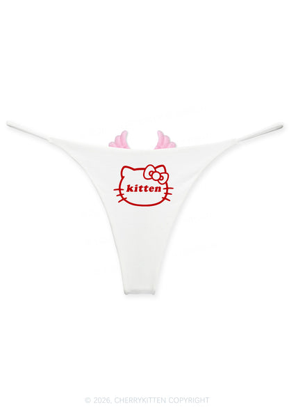Cute Kitten Y2K Goth Angel Wings Bikini String Thong Cherrykitten