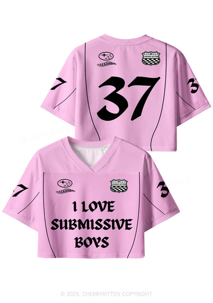 Custom Pink I Love S Boys Y2K Crop Sport Jersey Shirts Cherrykitten