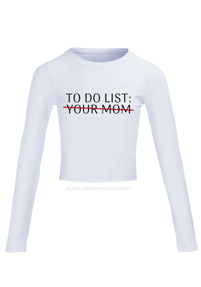 To Do List Long Sleeve Crop Top Cherrykitten