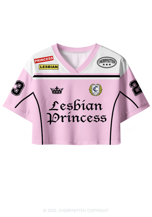 Custom White Lesbian Princess Pride Y2K Crop Sport Jersey Shirts Cherrykitten