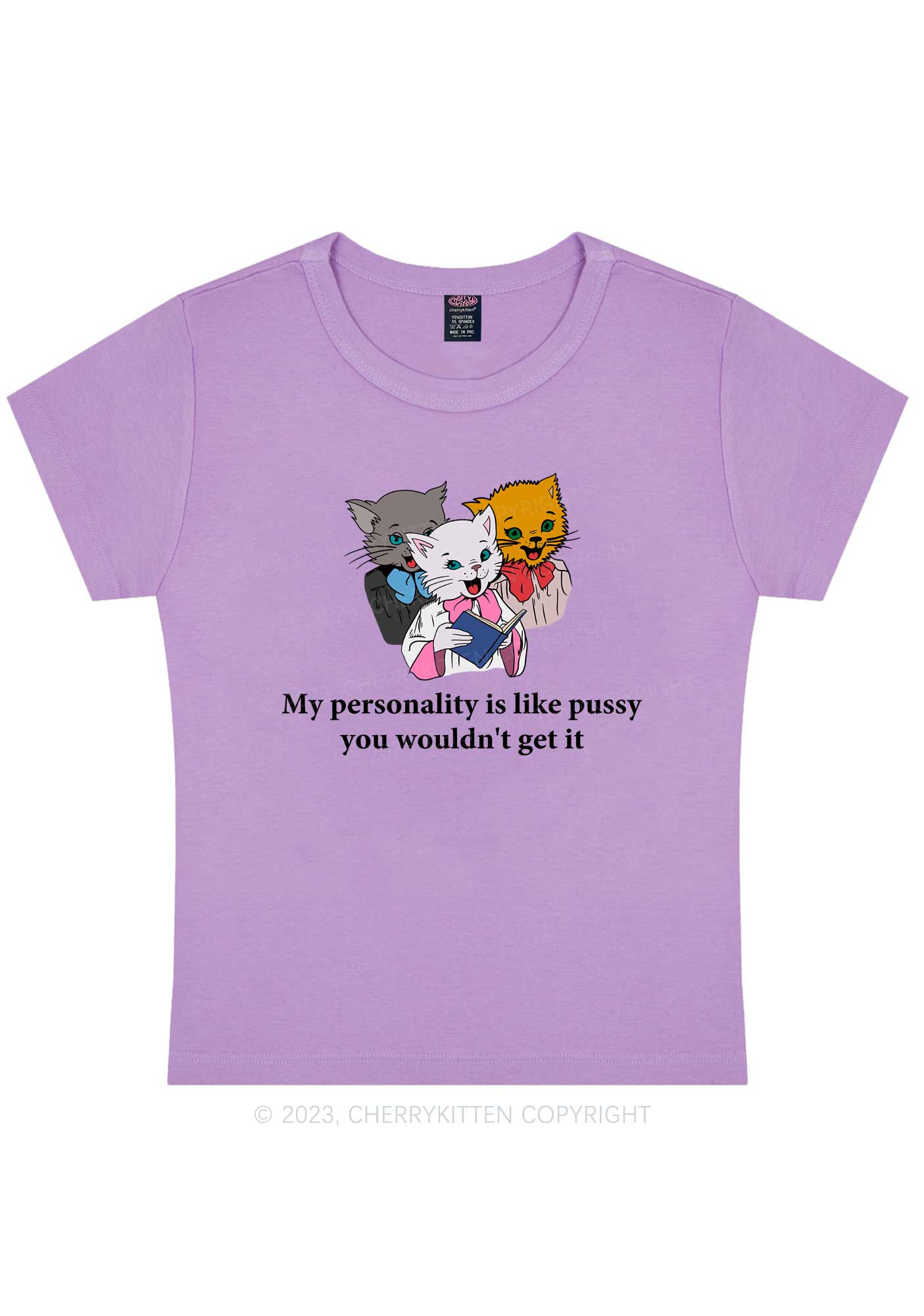 Personality Like Puxxy Y2K Baby Tee Cherrykitten
