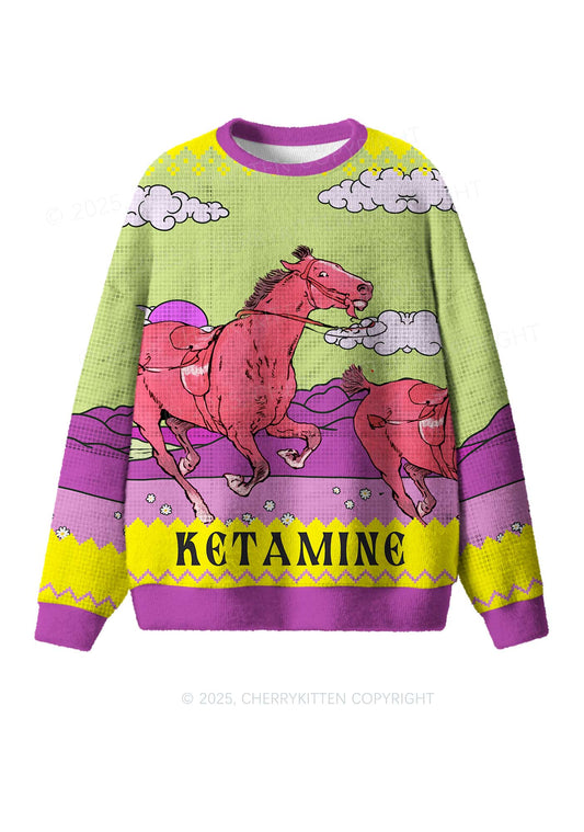 Red Horse Y2K Christmas Knit Sweatshirt Cherrykitten