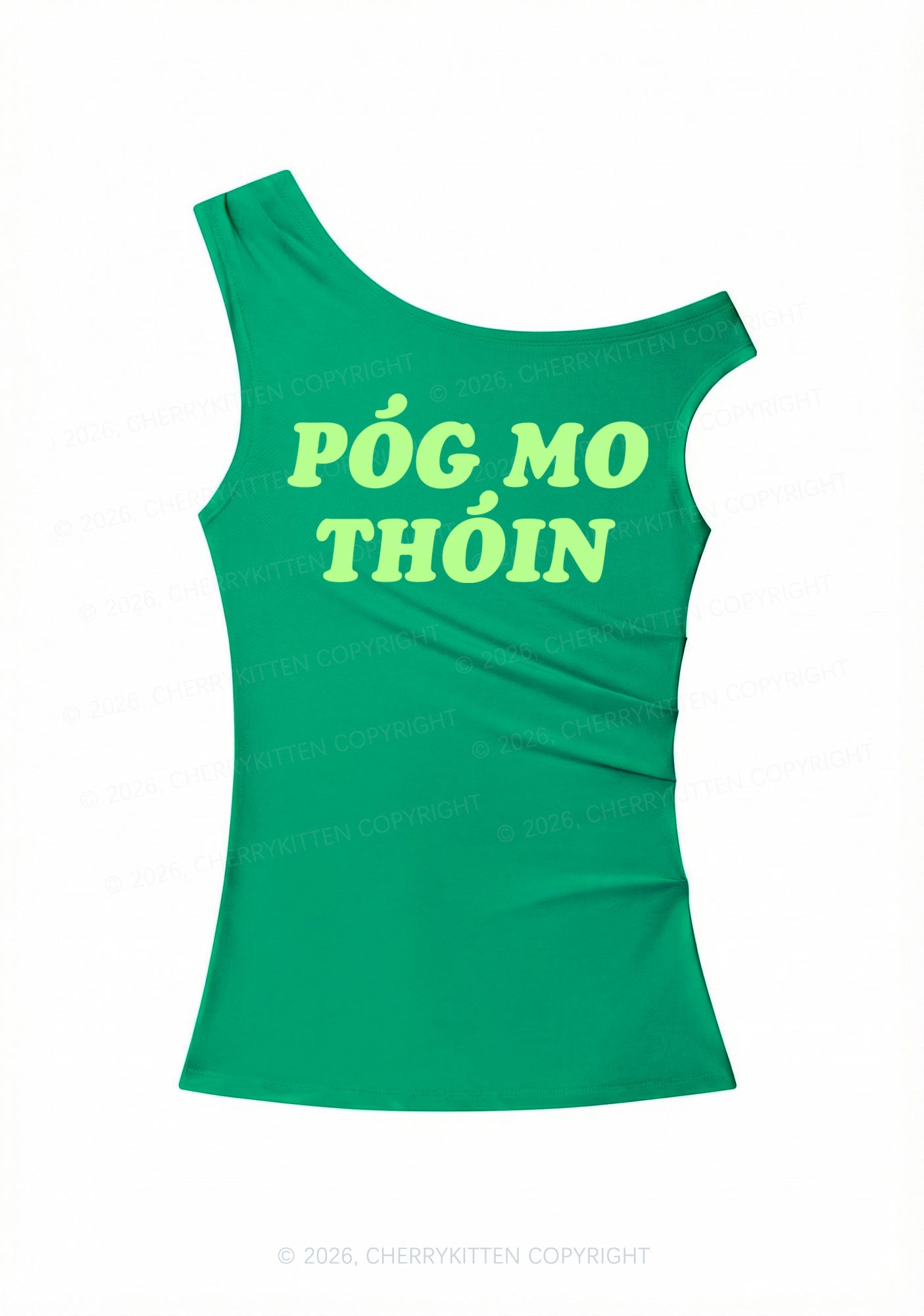 Pog Mo Thoin St Patricks Y2K Off Shoulder Tank Top Cherrykitten