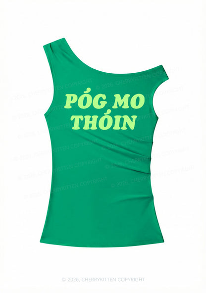 Pog Mo Thoin St Patricks Y2K Off Shoulder Tank Top Cherrykitten