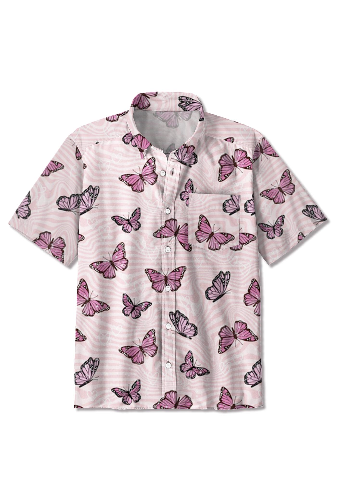Pink Butterflies Print Shirts