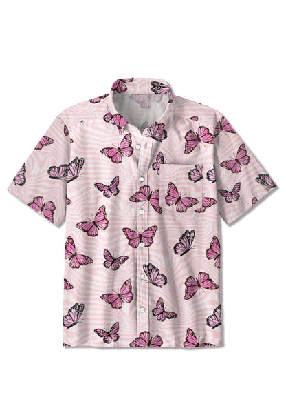 Pink Butterflies Print Shirts