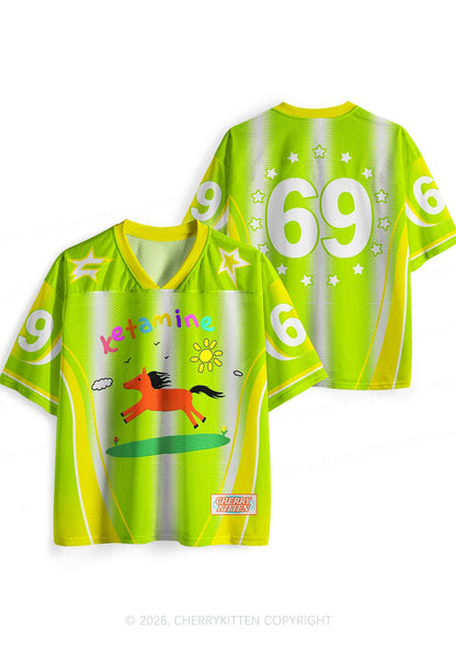 Lime Green K Pony Y2K Sport Jersey Shirts Cherrykitten