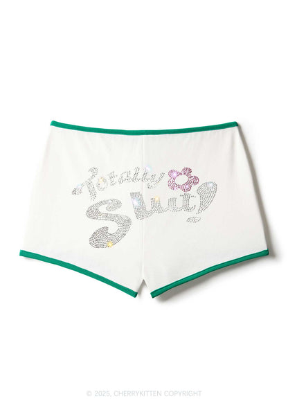 Rhinestone Totally Slxt Y2K Booty Shorts Cherrykitten