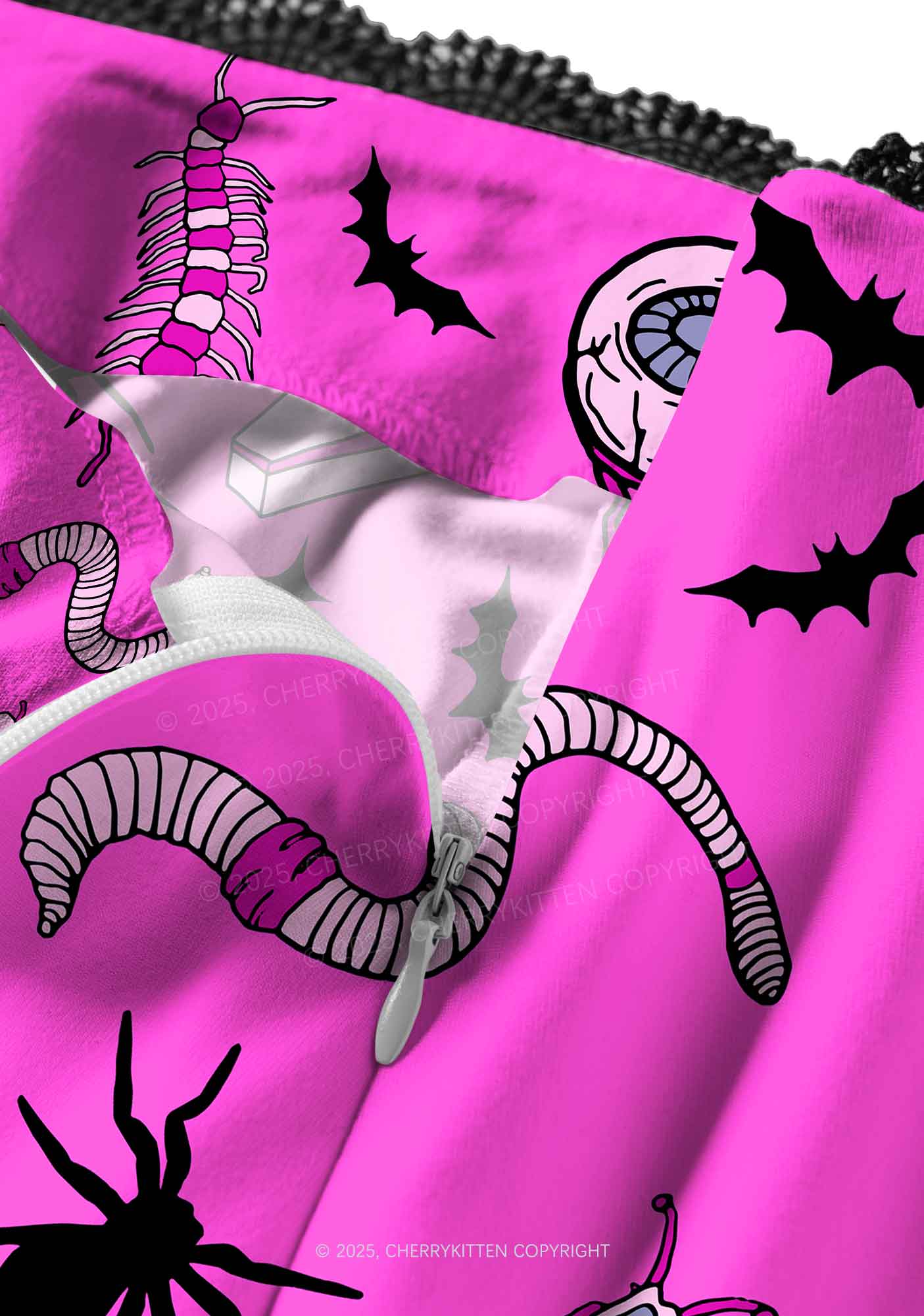 Halloween Goth Pink Party Y2K Print Midi Skirt Cherrykitten