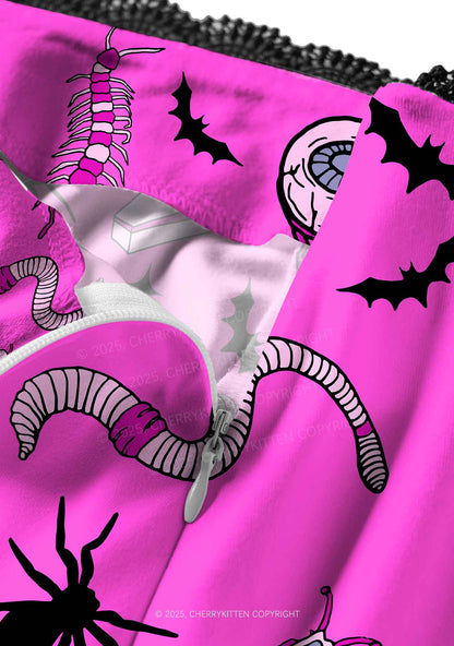 Halloween Goth Pink Party Y2K Print Midi Skirt Cherrykitten