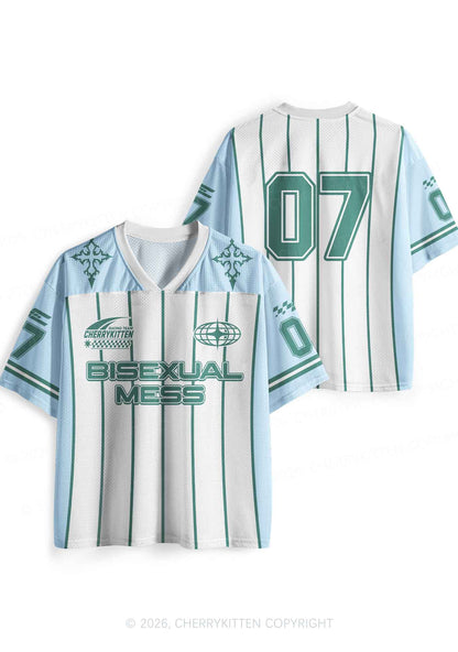Green Stripes Bisexual Mess Pride Y2K Sport Jersey Shirts Cherrykitten