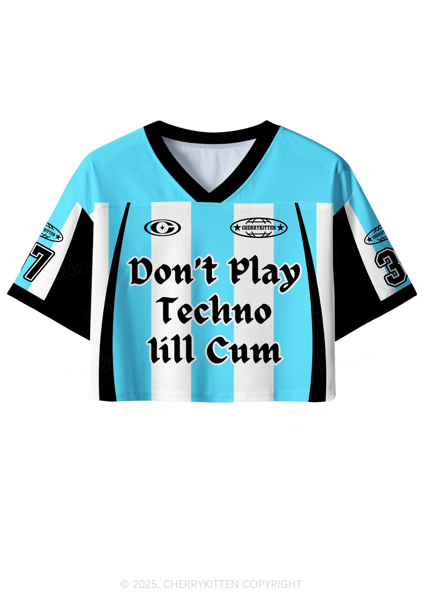 Custom Skyblue Dont Play Techno Y2K Crop Sport Jersey Shirts Cherrykitten