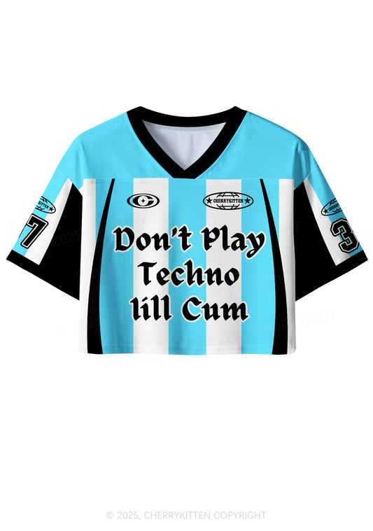 Custom Skyblue Dont Play Techno Y2K Crop Sport Jersey Shirts Cherrykitten