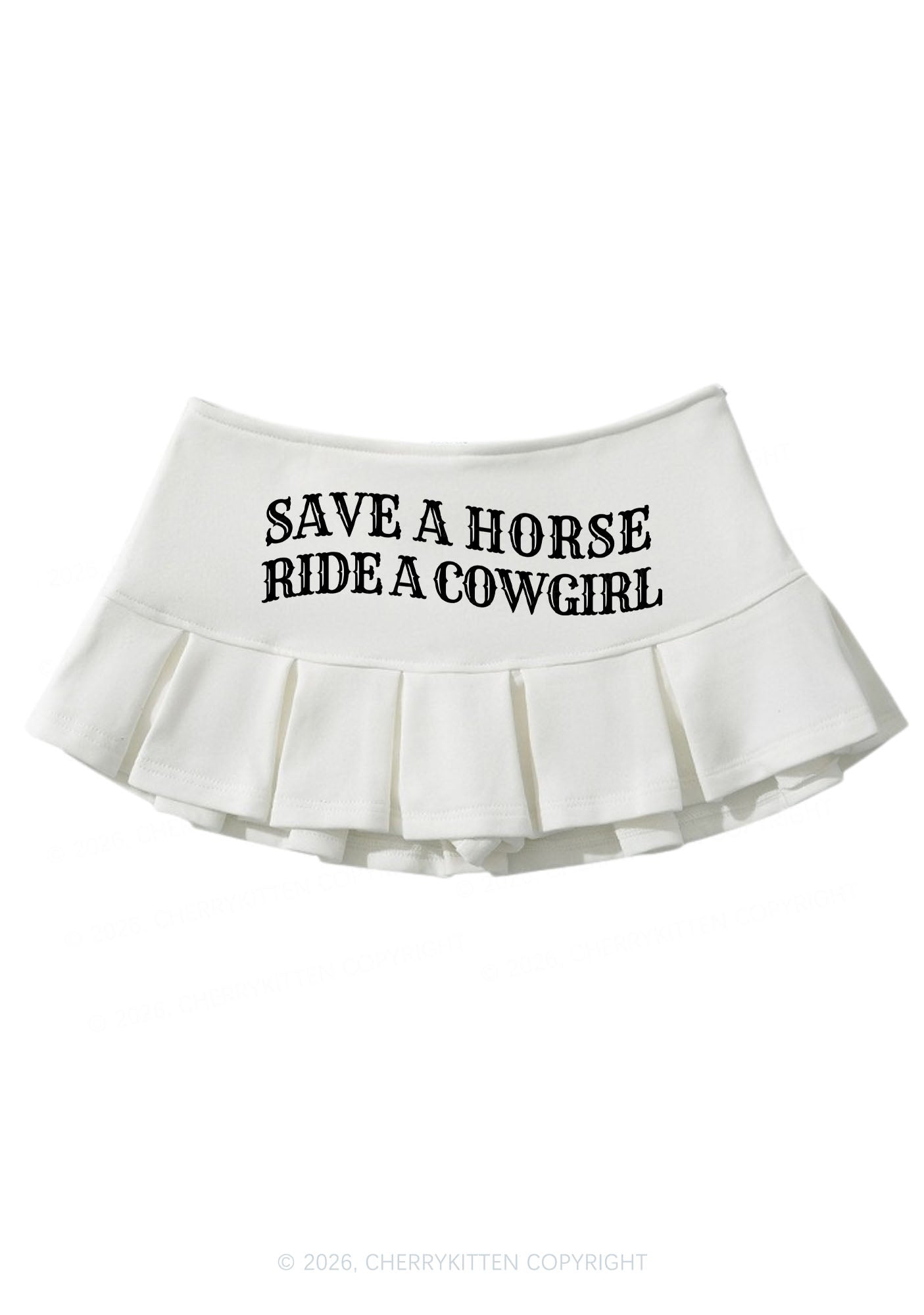 Save A Horse Ride A Cowgirl Y2K Mini Pleated Skirts Cherrykitten