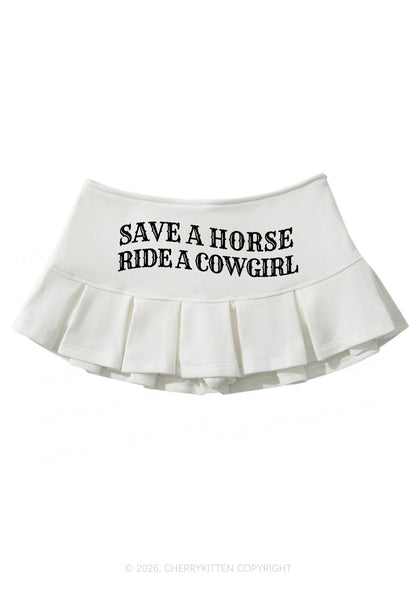 Save A Horse Ride A Cowgirl Y2K Mini Pleated Skirts Cherrykitten