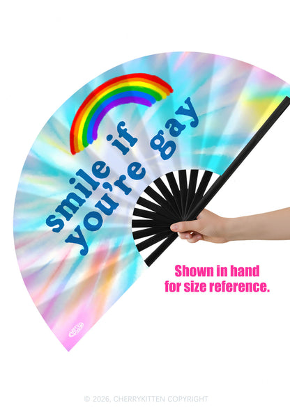 Smile If You Are Gay Pride Y2K Rave Hand Fan Cherrykitten
