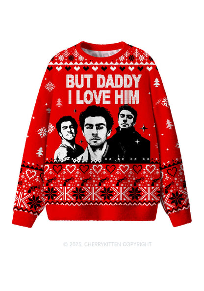 Daddy I Love Luigi Y2K Christmas Knit Sweatshirt Cherrykitten