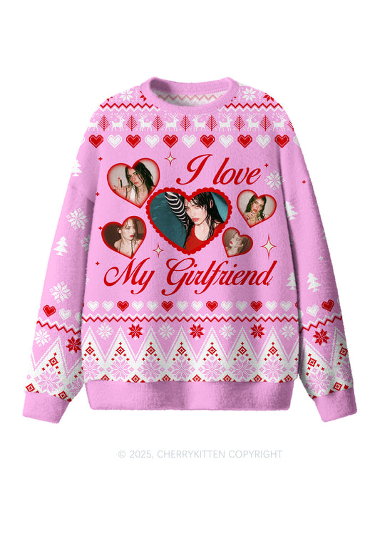 Custom Boyfriend Photos Y2K Christmas Knit Sweatshirt Cherrykitten
