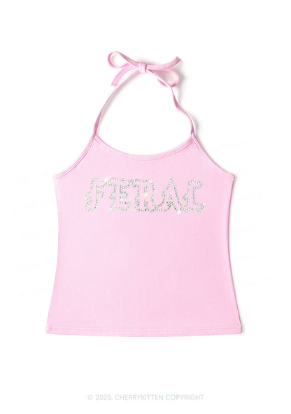Rhinestone Feral Y2K Halter Neck Cami Cherrykitten