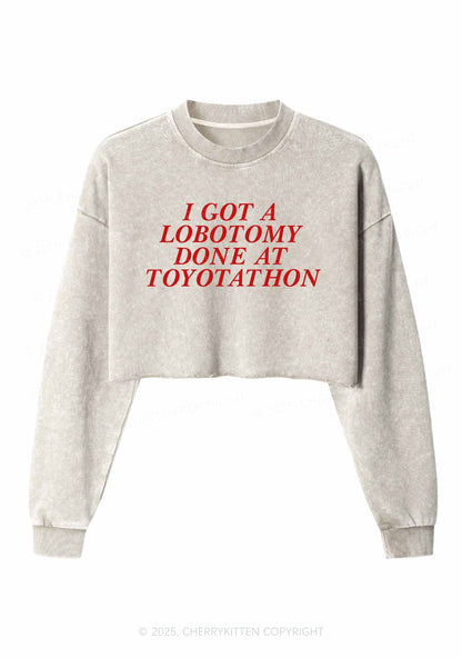Lobotomy At Toyotathon Y2K Crop Washed Sweatshirts Cherrykitten