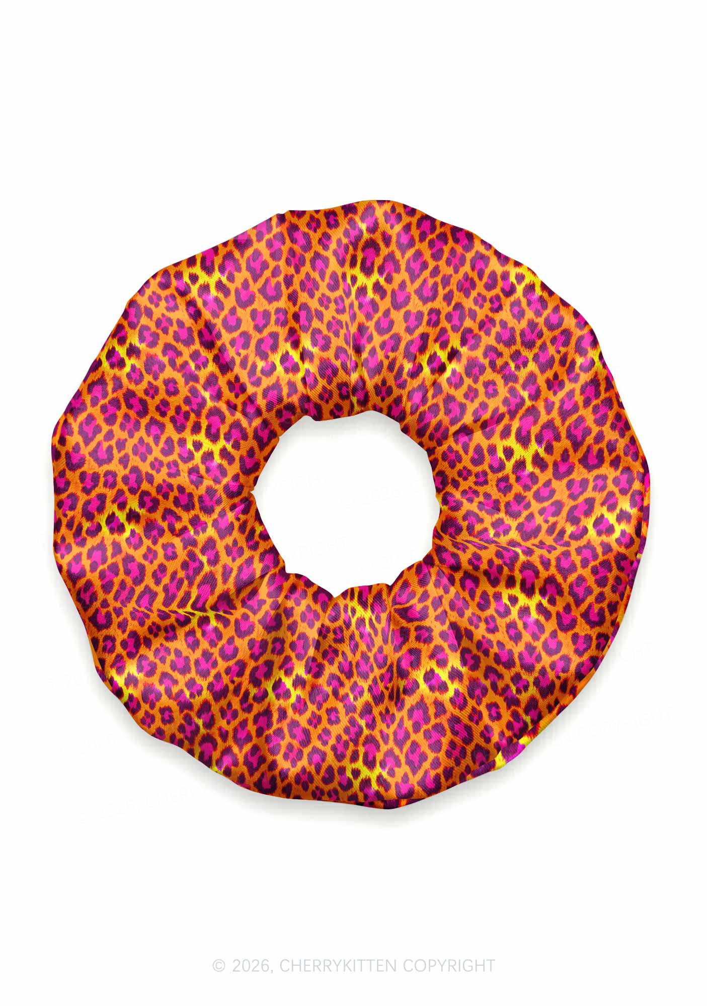 Orange Leopard Y2K Hair Scrunchie Cherrykitten