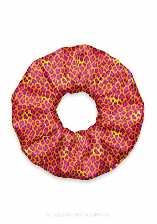 Orange Leopard Y2K Hair Scrunchie Cherrykitten