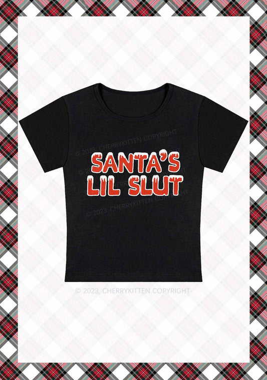 Santa's Lil Slxt Christmas Baby Tee Cherrykitten