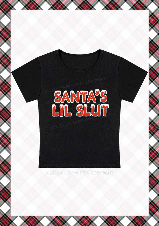 Santa's Lil Slxt Christmas Y2K Baby Tee Cherrykitten