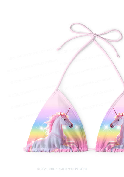 Rainbow Gradient Unicorn Y2K Print Bikini Set Cherrykitten
