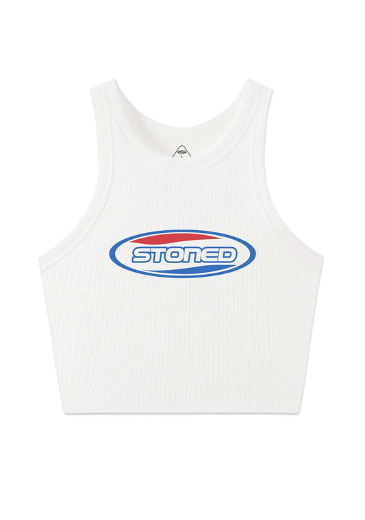 Stoned Slogan Y2K Crop Tank Top Cherrykitten