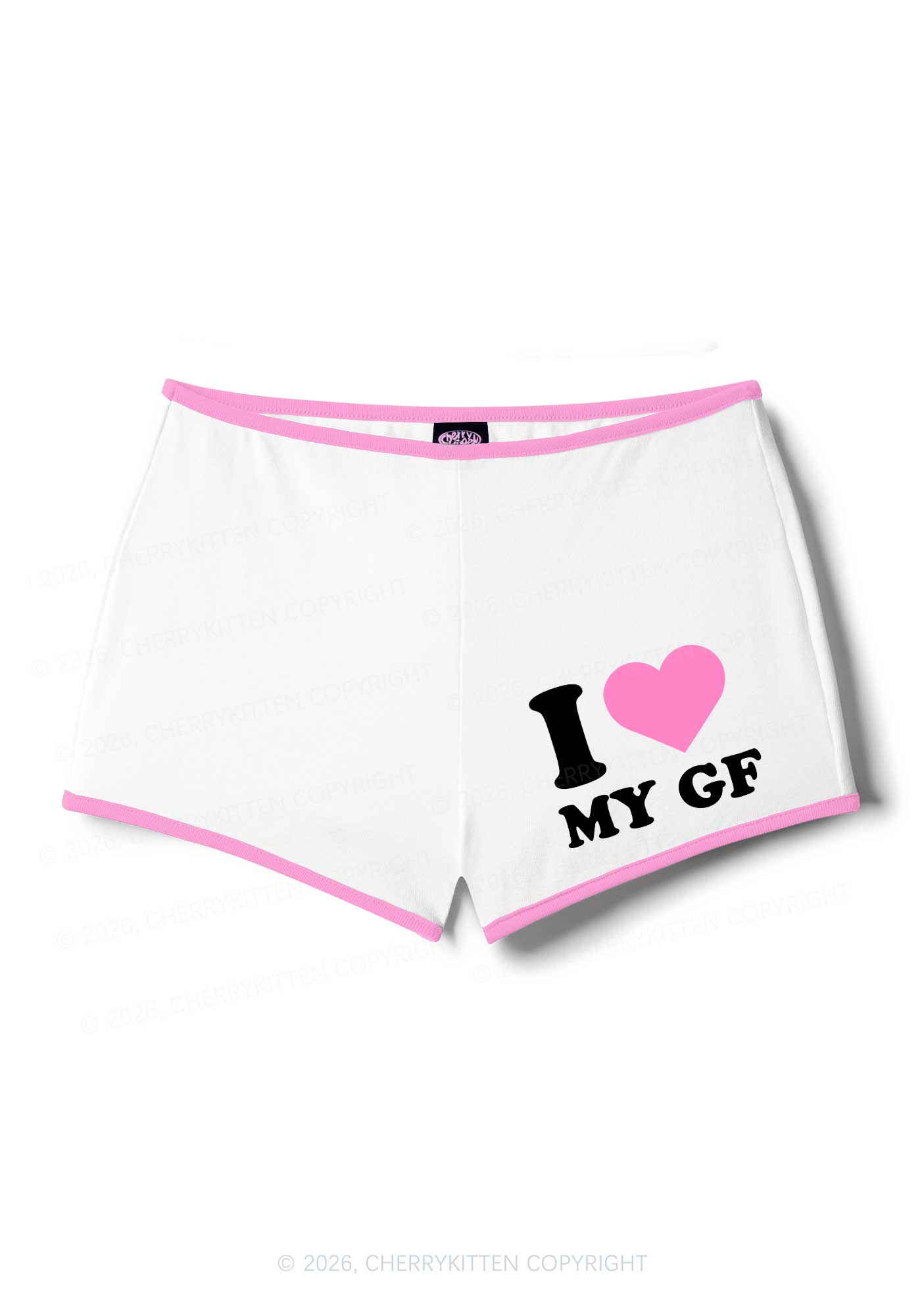 I Love My GF Valentine's Day Y2K Booty Shorts Cherrykitten