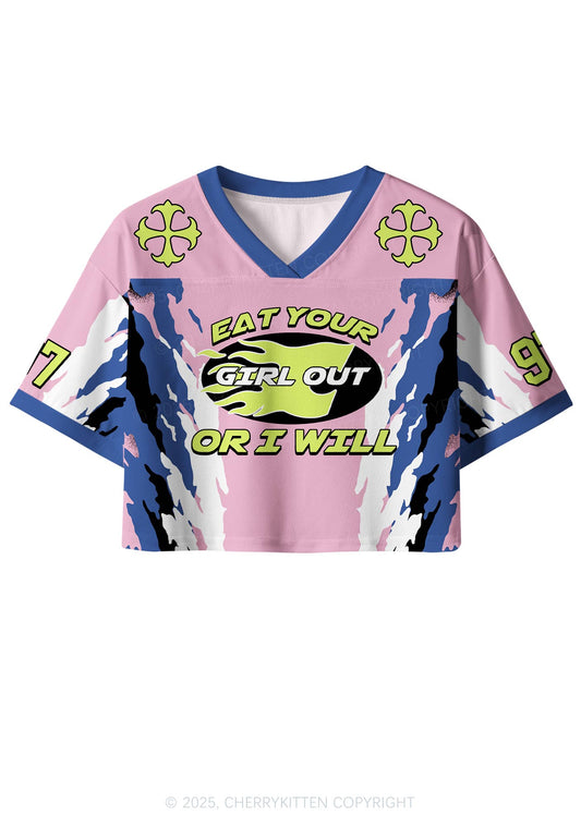 Custom Pink Eat Your Girl Out Pride Y2K Crop Sport Jersey Shirts Cherrykitten