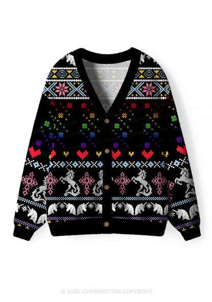 Homophobia Is Gay Pride Y2K Christmas Cardigan Knit Sweatshirt Cherrykitten