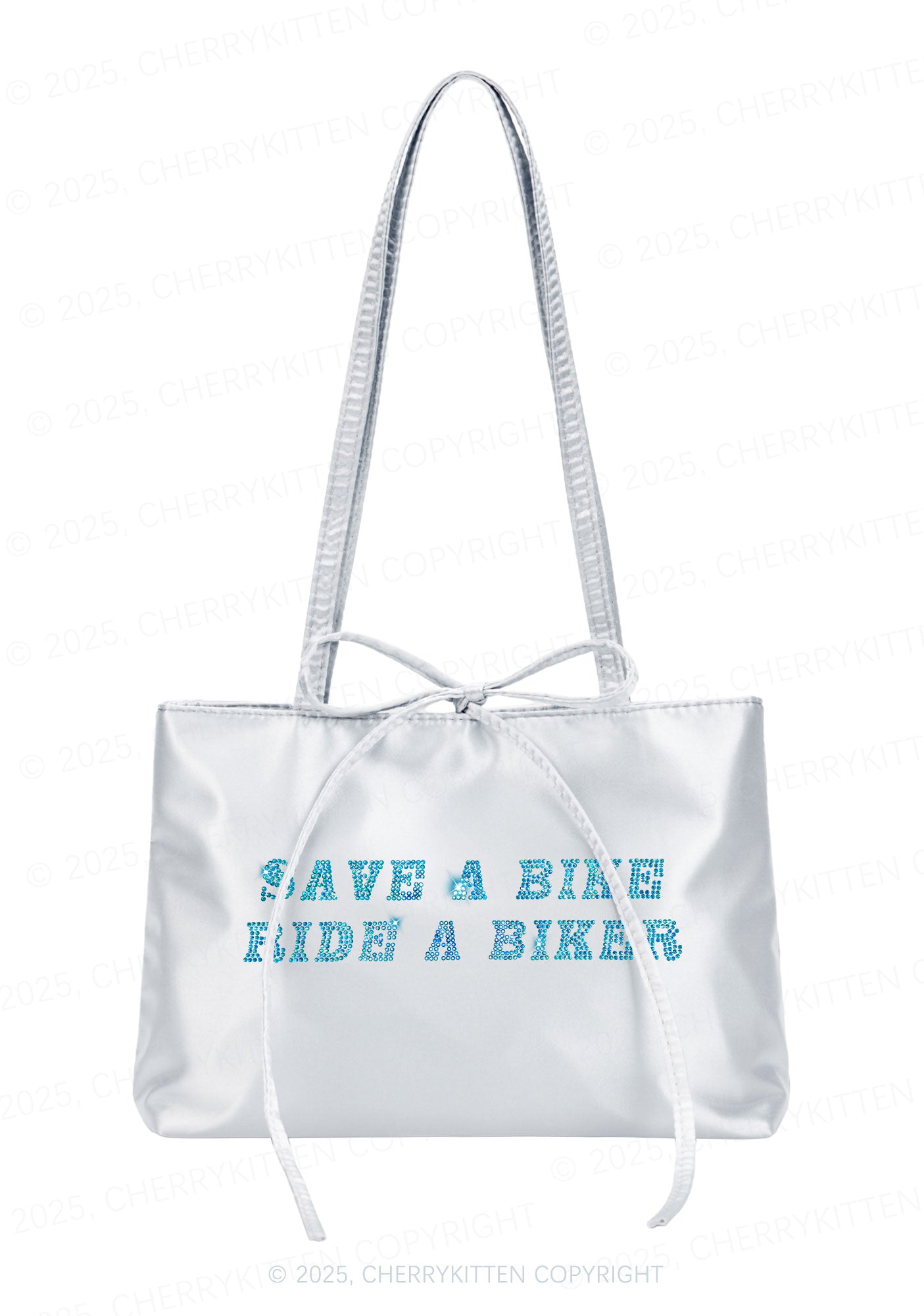 Rhinestone Save Bike Ride Biker Y2K Satin Bags Cherrykitten