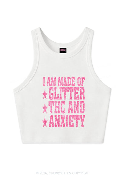 Made Of Glitter Thc Anxiety Y2K Crop Tank Top Cherrykitten