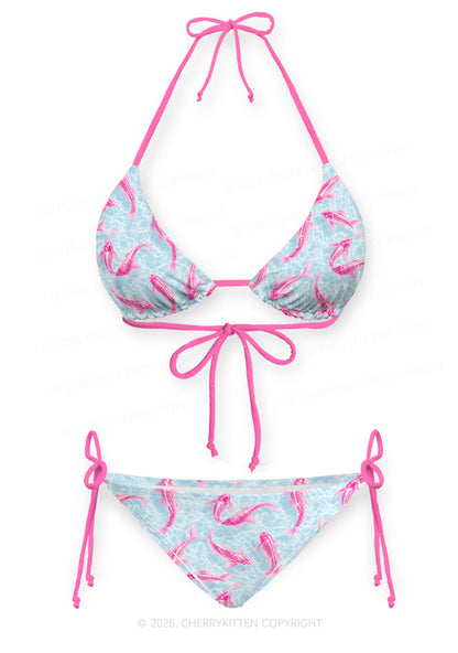 Pink Koi Fish Y2K Print Bikini Set Cherrykitten